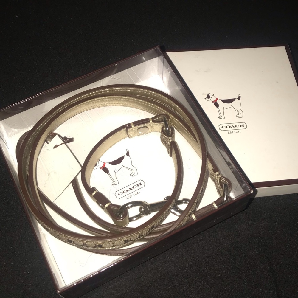 SOLD Coach Signature Small Tan Dog Leash